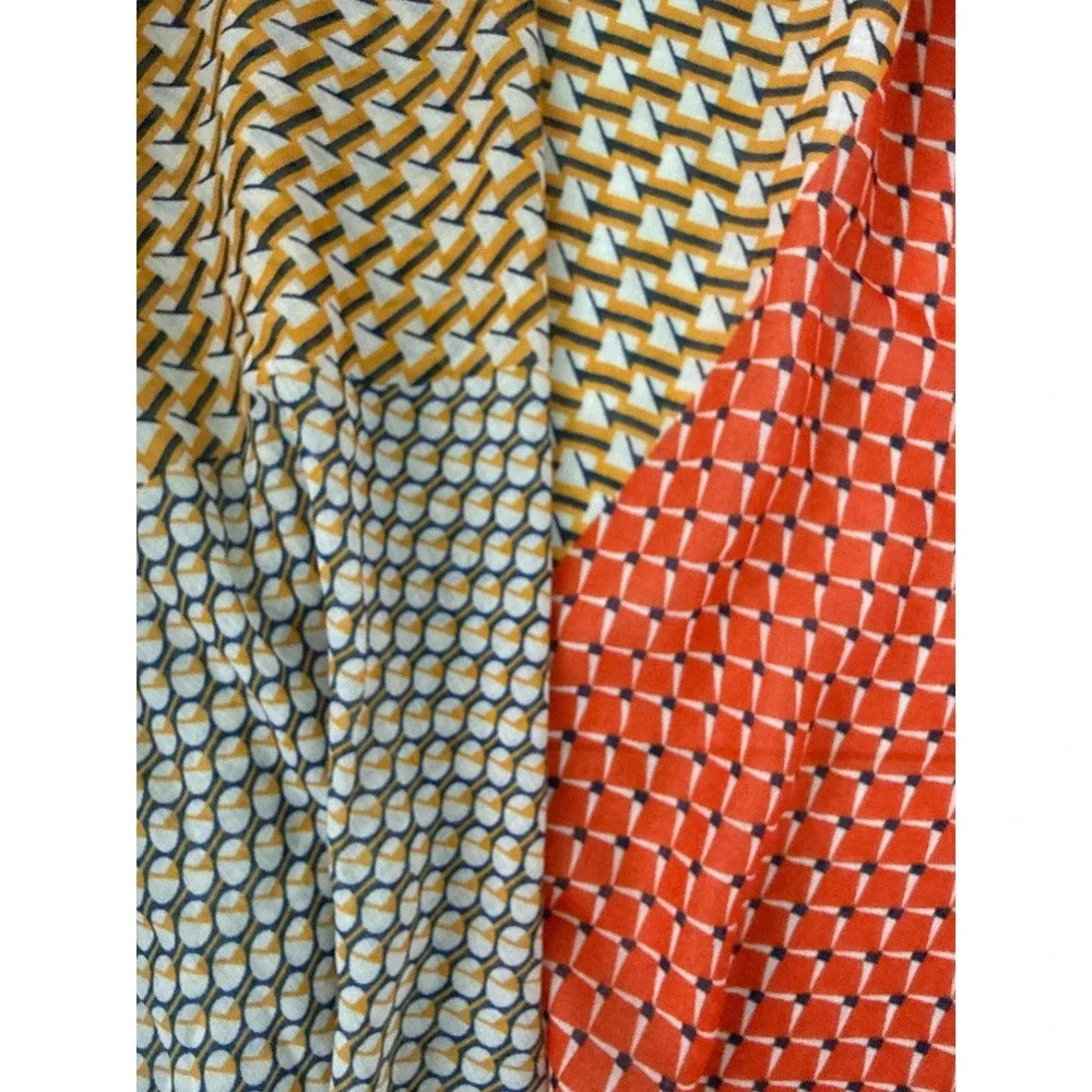 Colorblock Geometric Square Scarf Orange Neon Border Retro Maximalist Boho OS